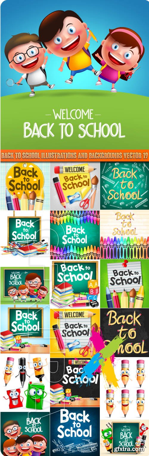 Back to school illustrations and backgrounds vector 19