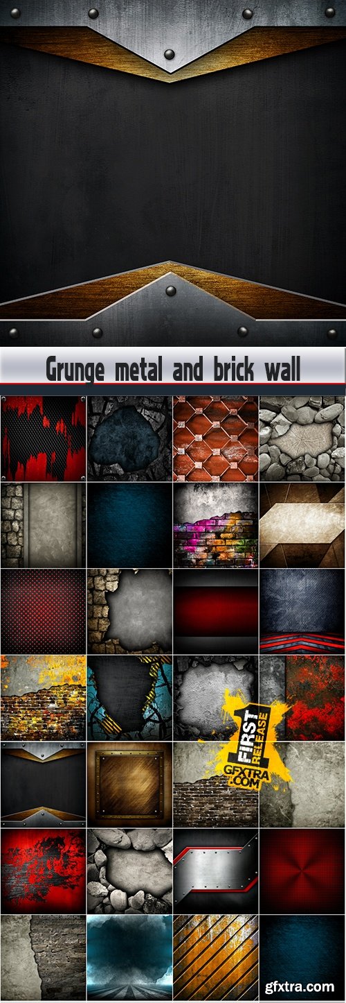 Grunge metal and brick wall