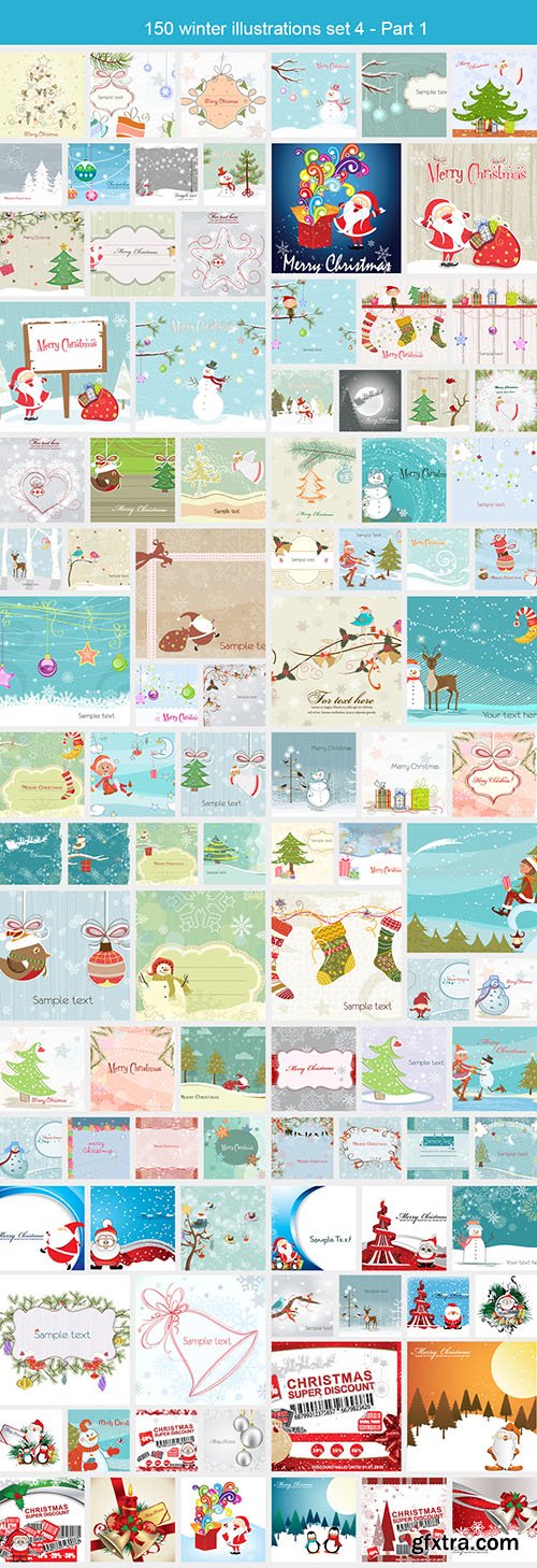 150 winter illustrations set 4