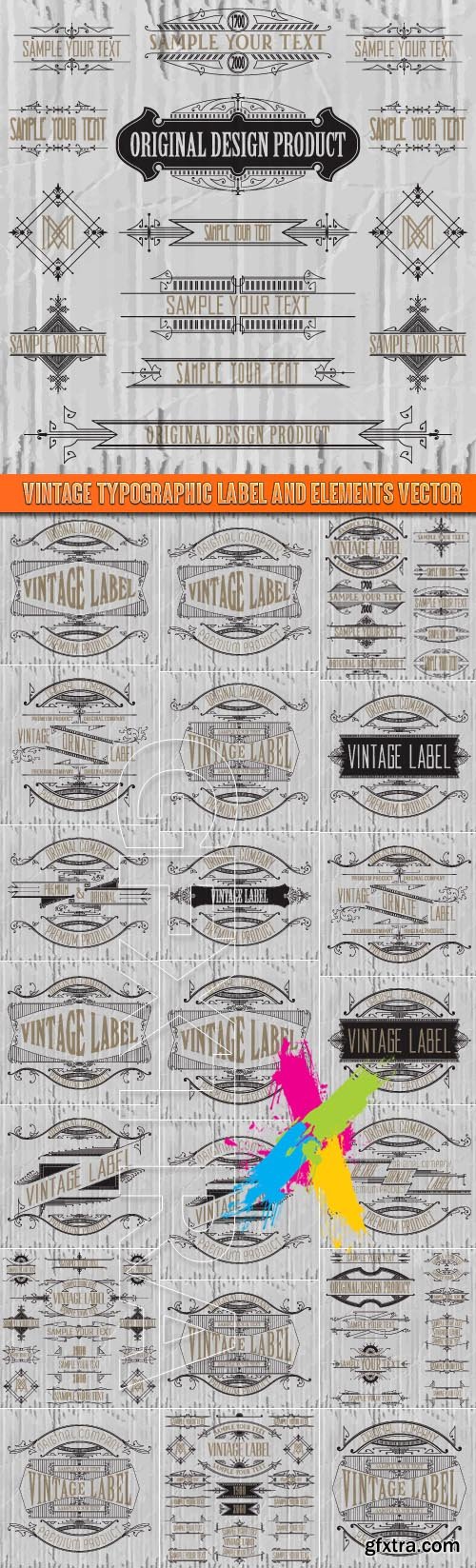 Vintage typographic label and elements vector