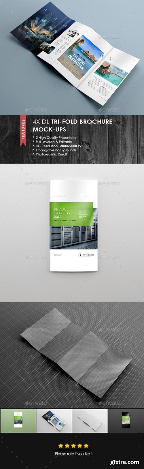 GraphicRiver - 4xDL Double Gate Fold Brochure Mock-up 5 - 16574193