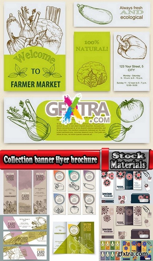 Collection banner flyer brochure template example farm farming 25 EPS