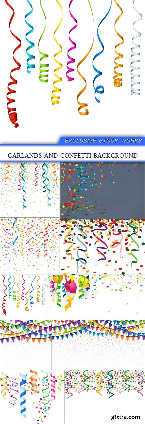 garlands and confetti background 10X EPS