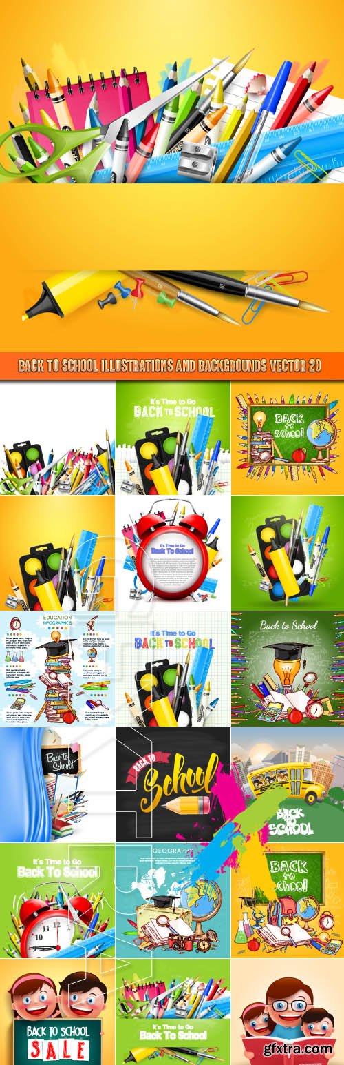 Back to school illustrations and backgrounds vector 20