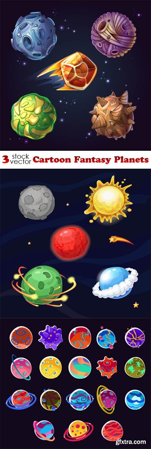 Vectors - Cartoon Fantasy Planets