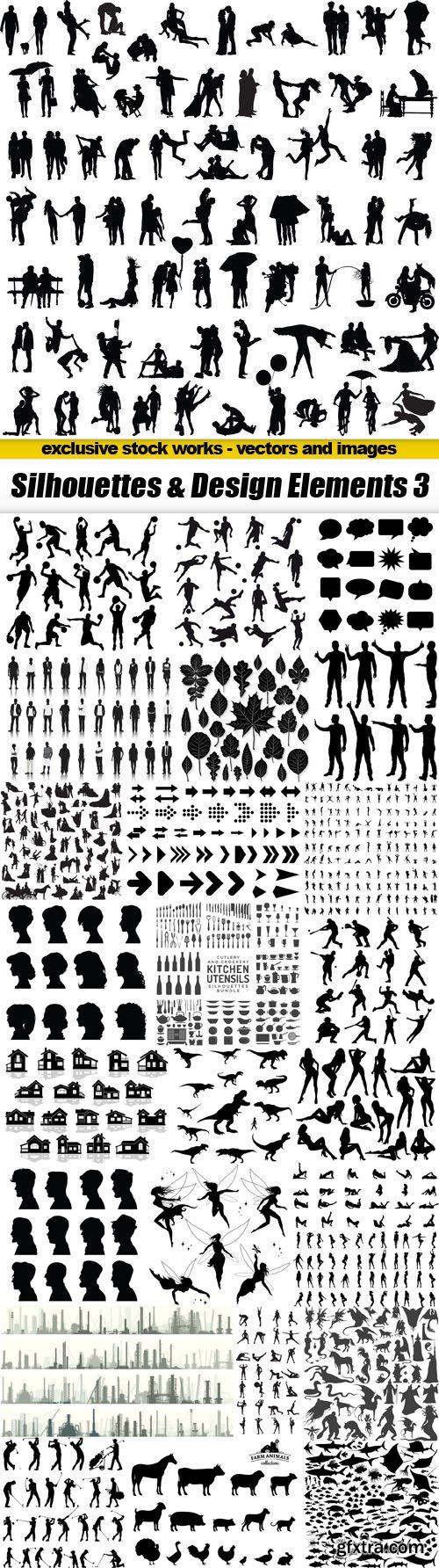 Silhouettes & Design Elements 3 - 25xEPS