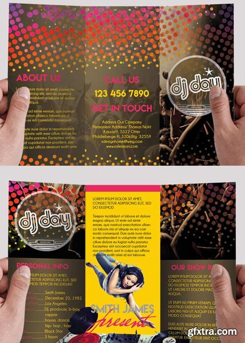 DJ Party V1 Premium Tri-Fold PSD Brochure Template