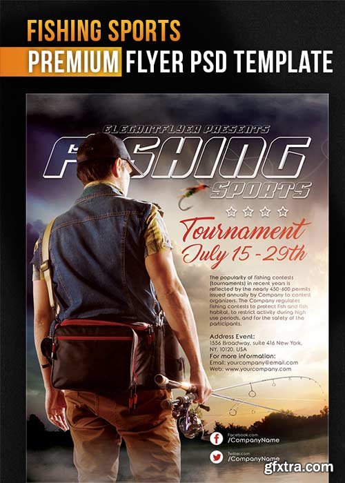 Fishing Sports Flyer PSD Template + Facebook Cover