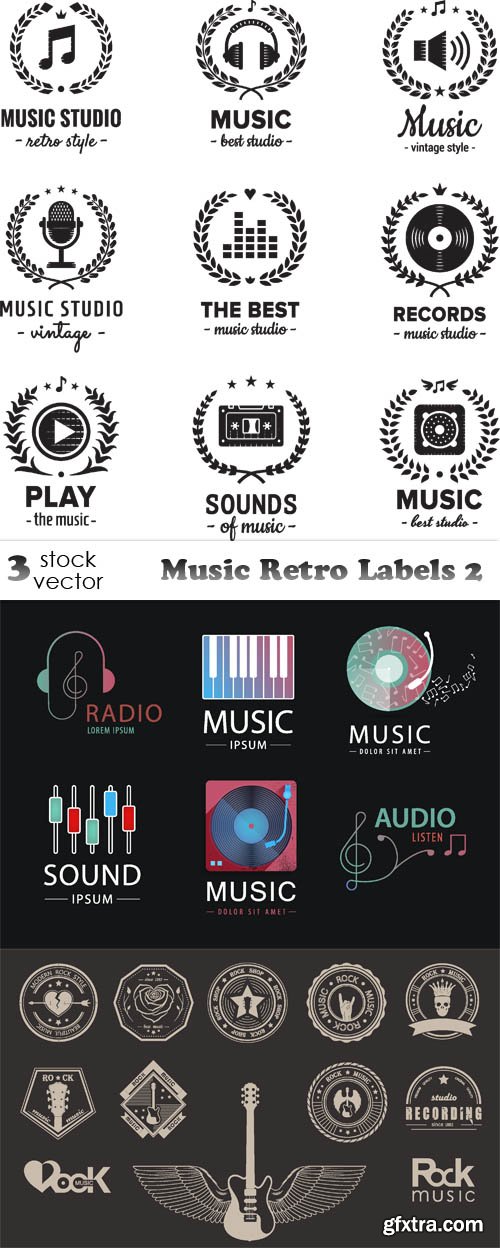 Vectors - Music Retro Labels 2