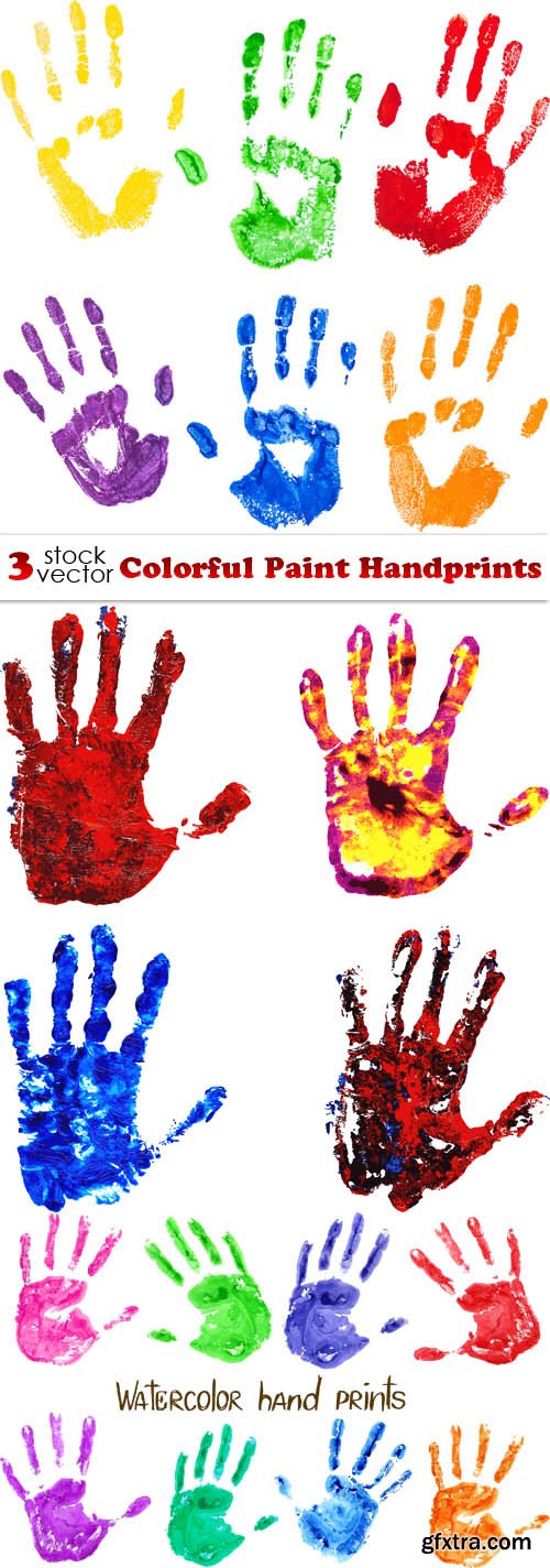 Vectors - Colorful Paint Handprints