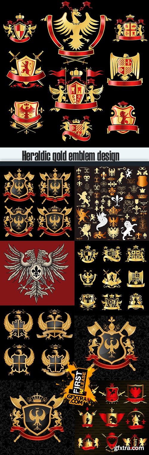 Heraldic gold emblem design
