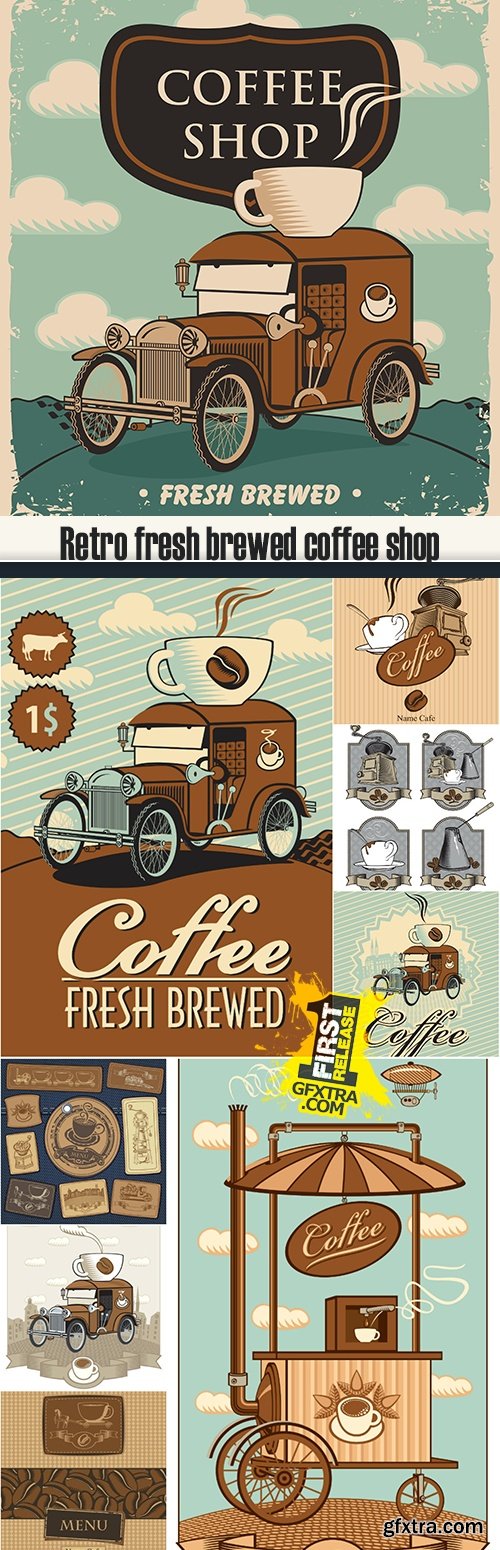 Retro fresh brewed coffee shop