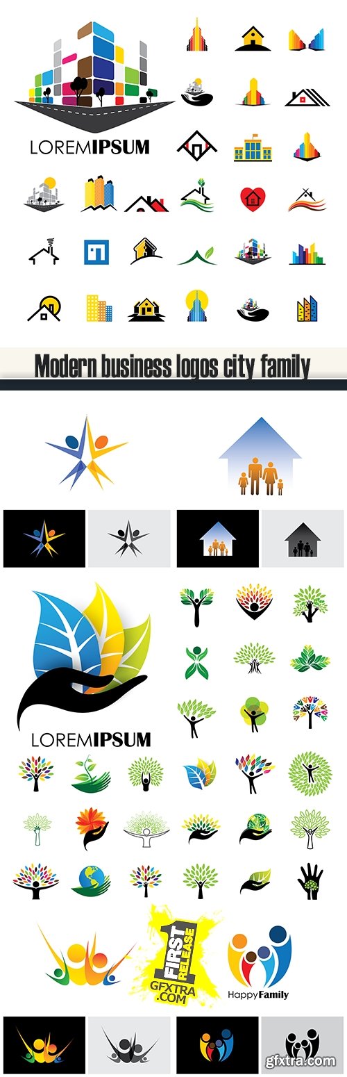 Modern business logos city family