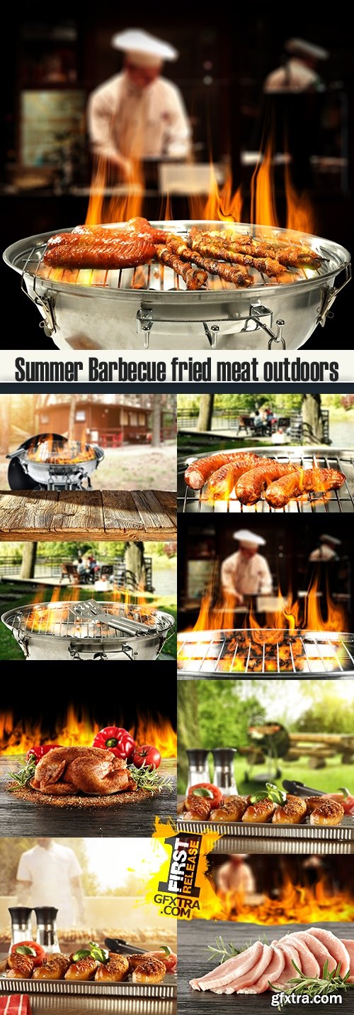 Summer Barbecue fried meat outdoors