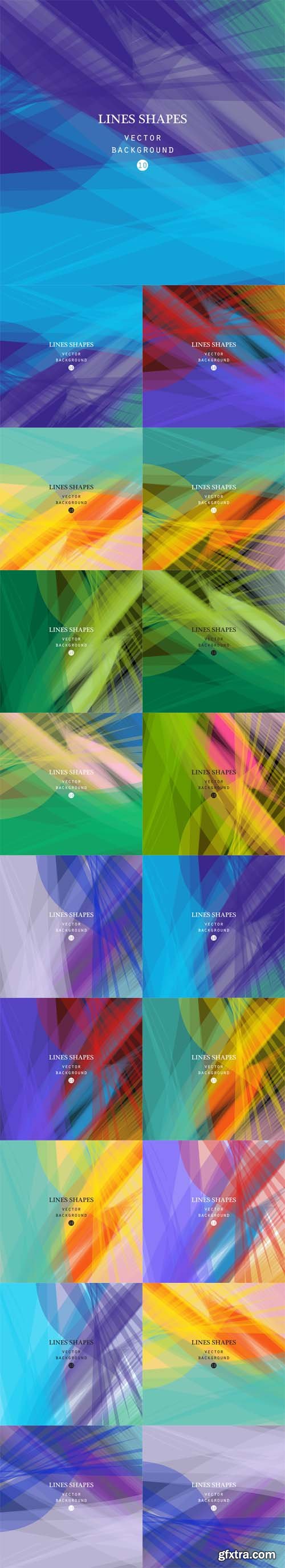 Vector Set - Colorful Abstract Backgrounds Transparent wave Lines