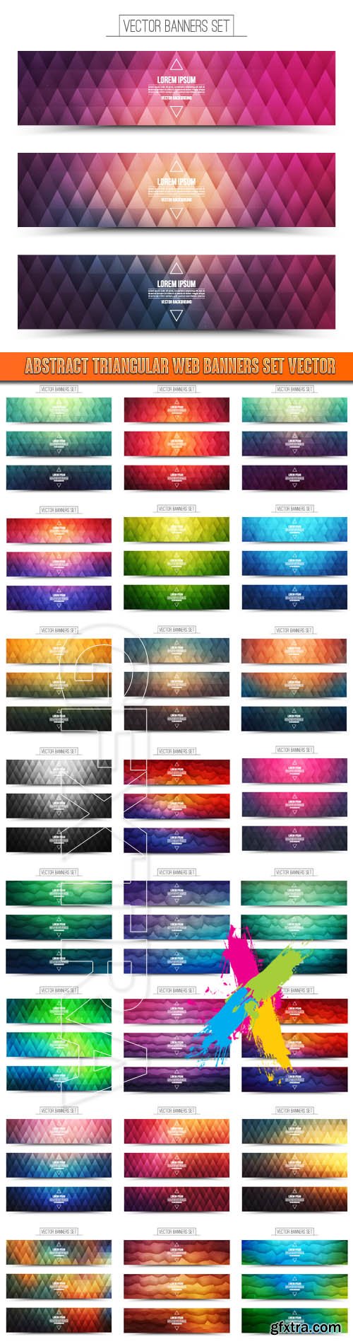 Abstract triangular web banners set vector