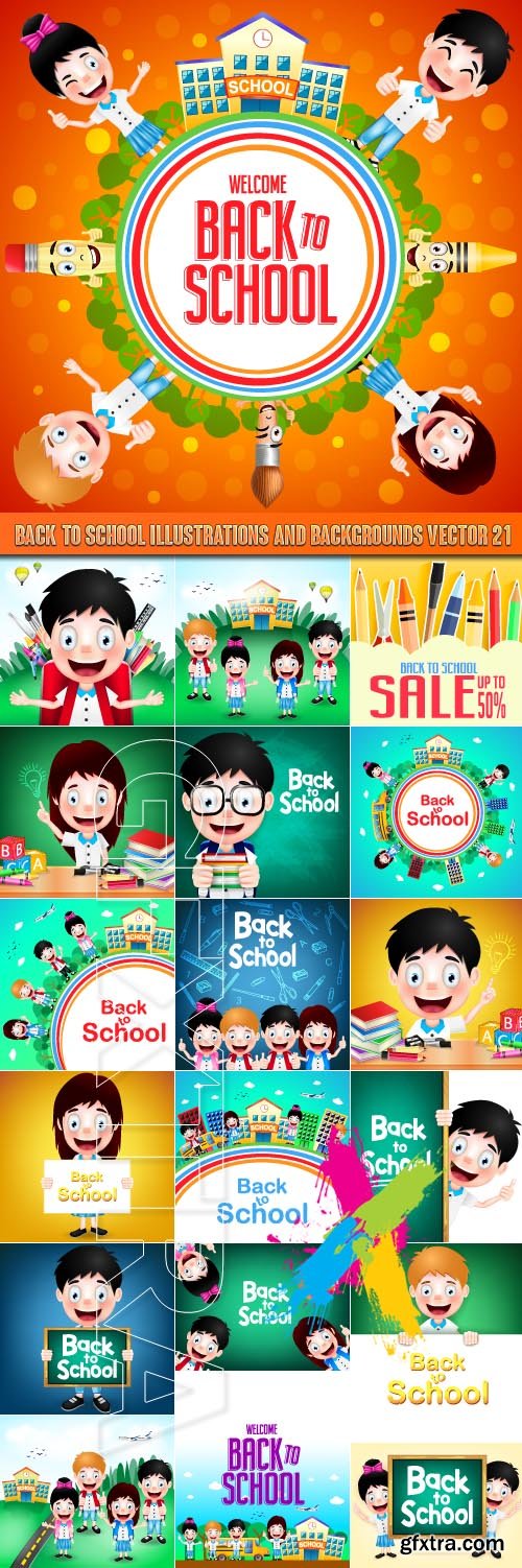 Back to school illustrations and backgrounds vector 21
