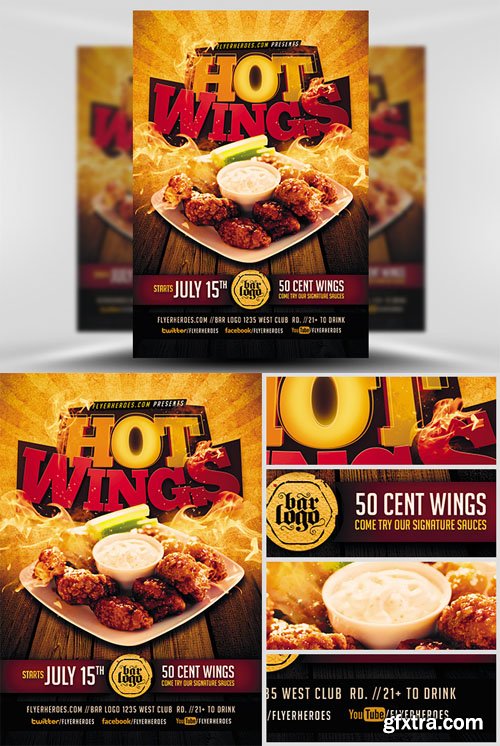 Hot Wings Flyer Template