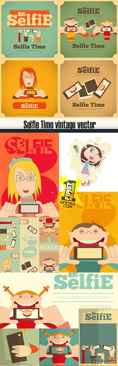 Selfie Time vintage vector