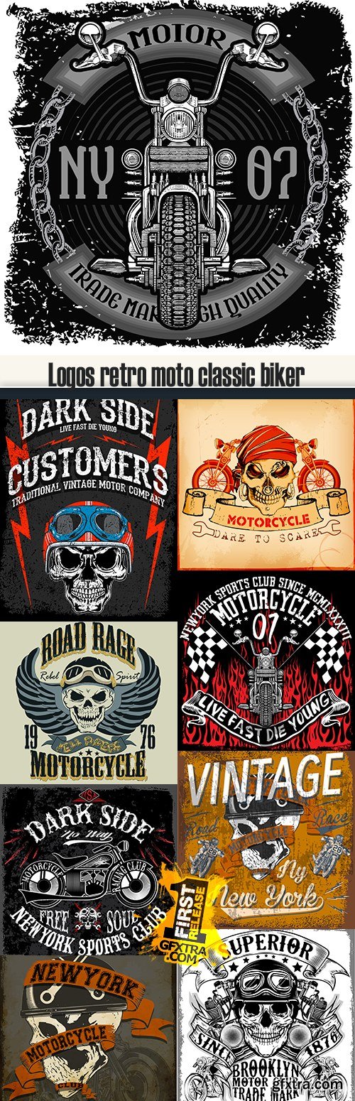 Logos retro moto classic biker