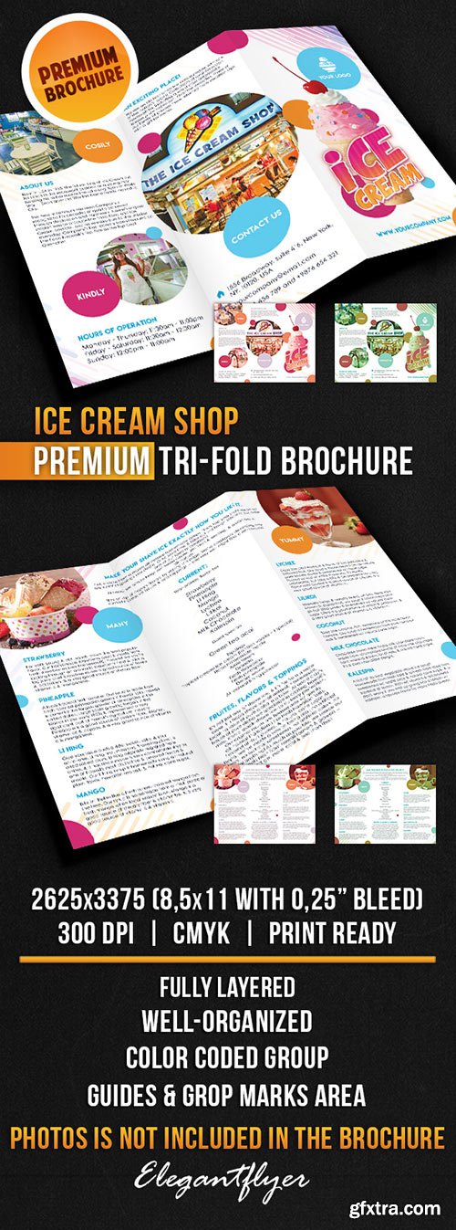 Ice Cream Shop – Tri-Fold Brochure PSD Template