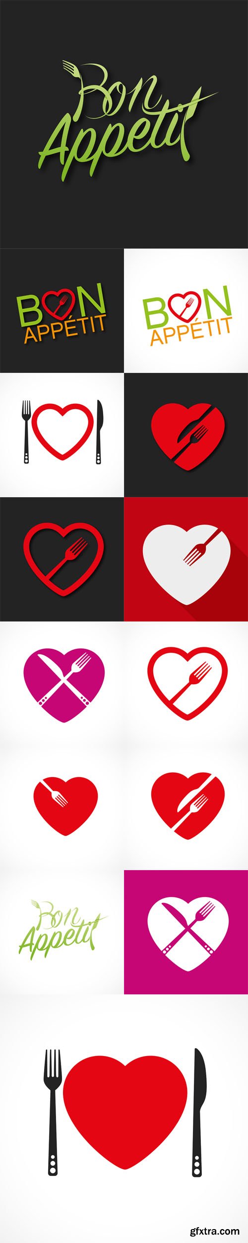 Vector Set - Love Food Logo Design