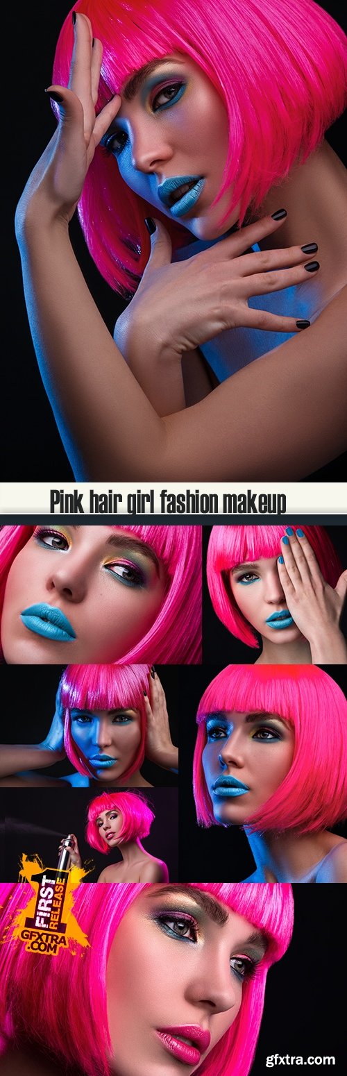 Pink hair girl fashion makeup