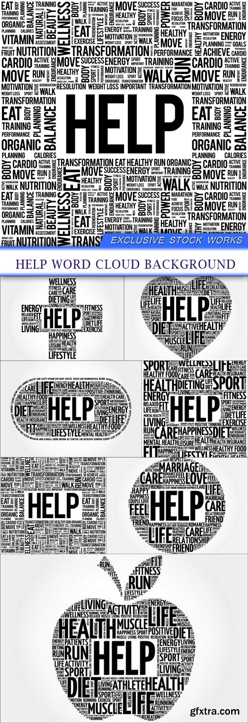 HELP word cloud background 7X EPS