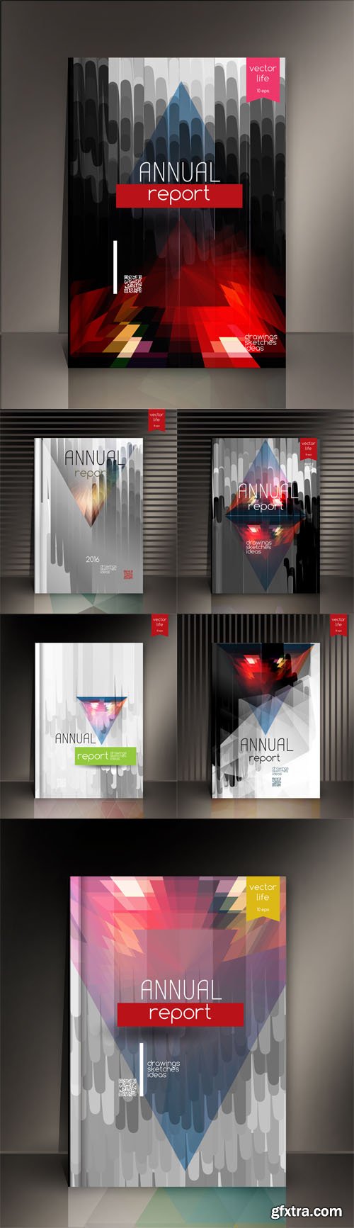 Vector Set - Modern Concept of Cover Design in the Polygonal Style