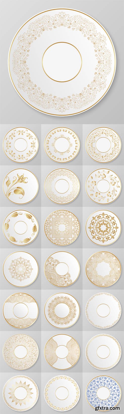 Vector Set - Gold Decorative Plates