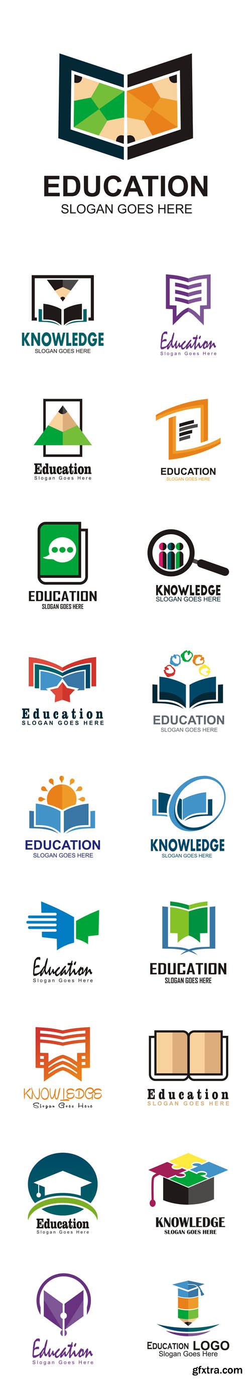 Vector Set - Education Logos Study Symbol Graduation Icon