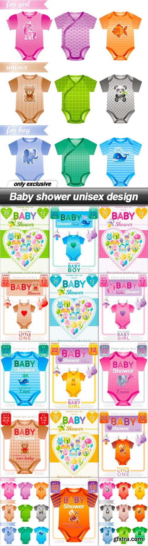 Baby shower unisex design - 15 EPS