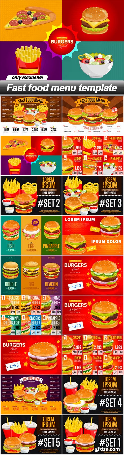 Fast food menu template - 18 EPS