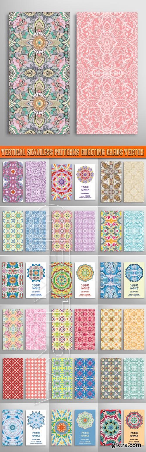 Vertical seamless patterns greeting cards vector