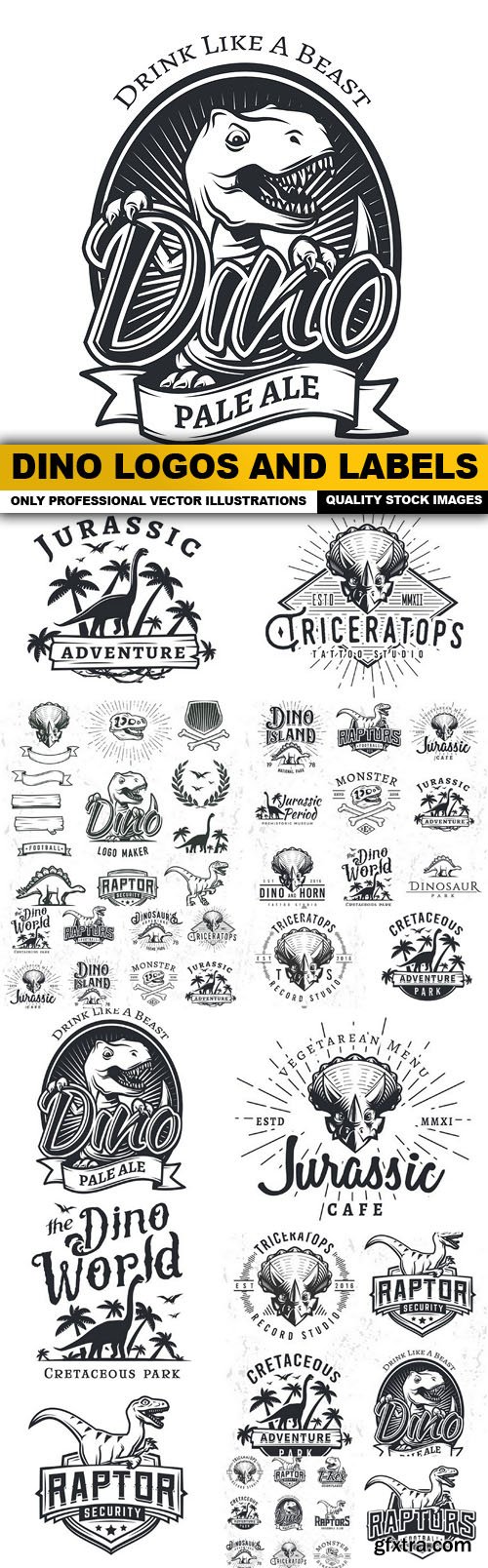 Dino Logos And Labels - 15 Vector
