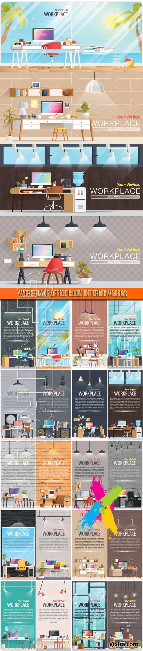 Workplace Office room interior vector