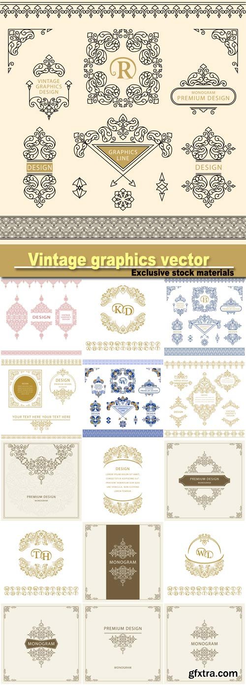 Vintage graphics, vector monogram