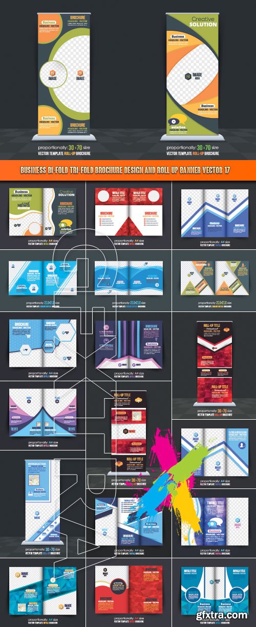 Business Bi-Fold Tri-Fold Brochure Design and Roll up banner vector 17