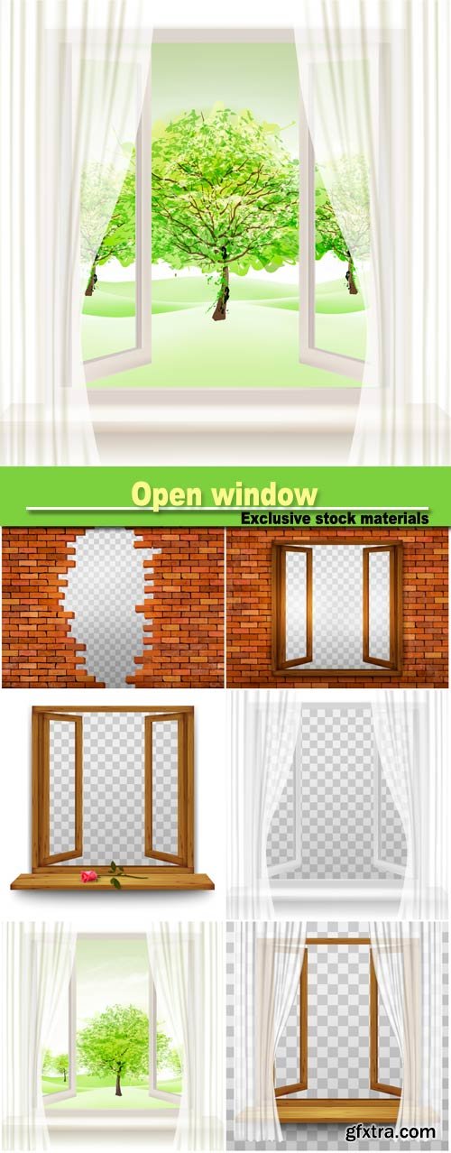 Open window with transparent curtain