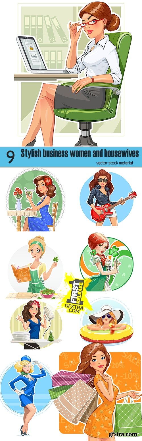 Stylish business women and housewives