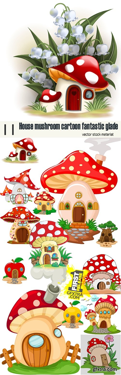 House mushroom cartoon fantastic glade