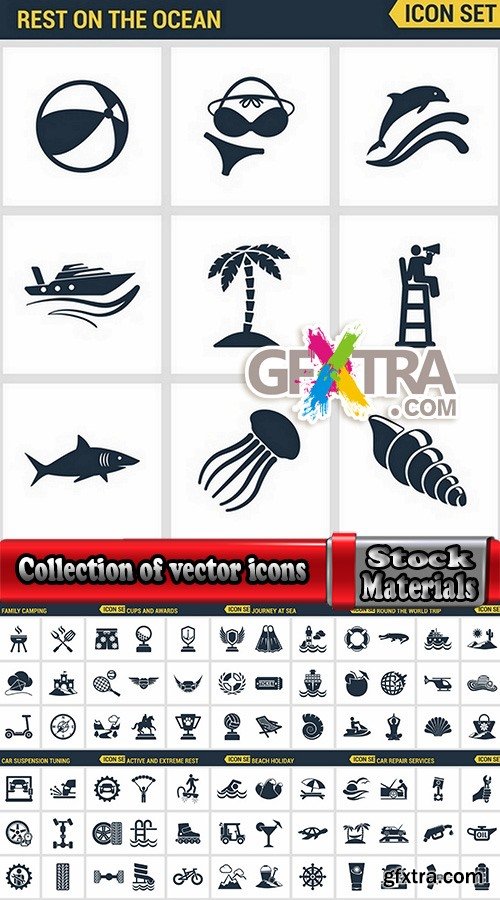 Collection of vector icons flat picture on various subjects 6- 25 EPS