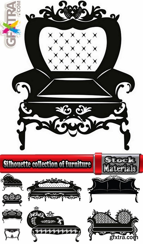 Silhouette collection of furniture armchair chair sofa bed 25 EPS