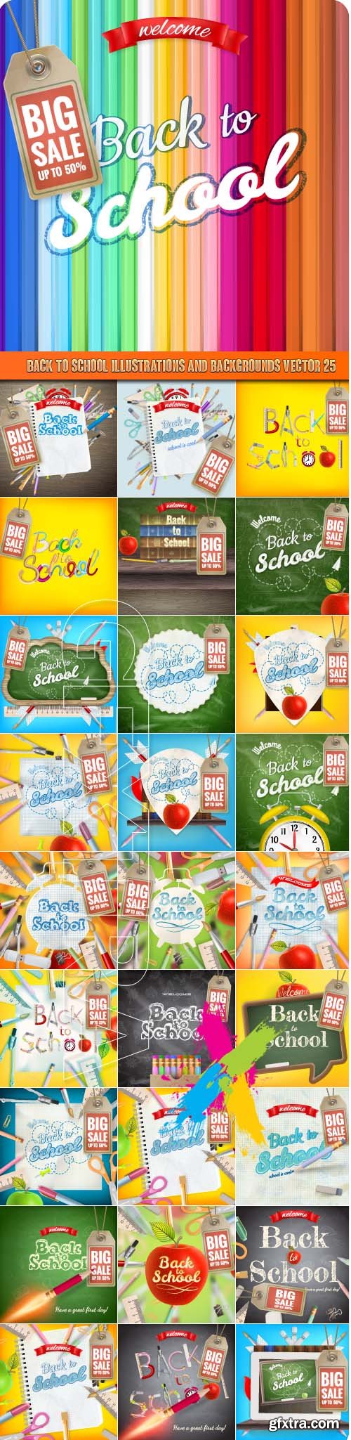 Back to school illustrations and backgrounds vector 25