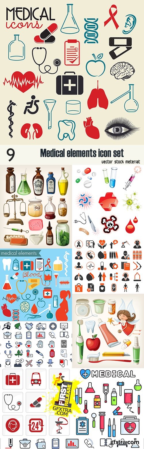 Medical elements icon set