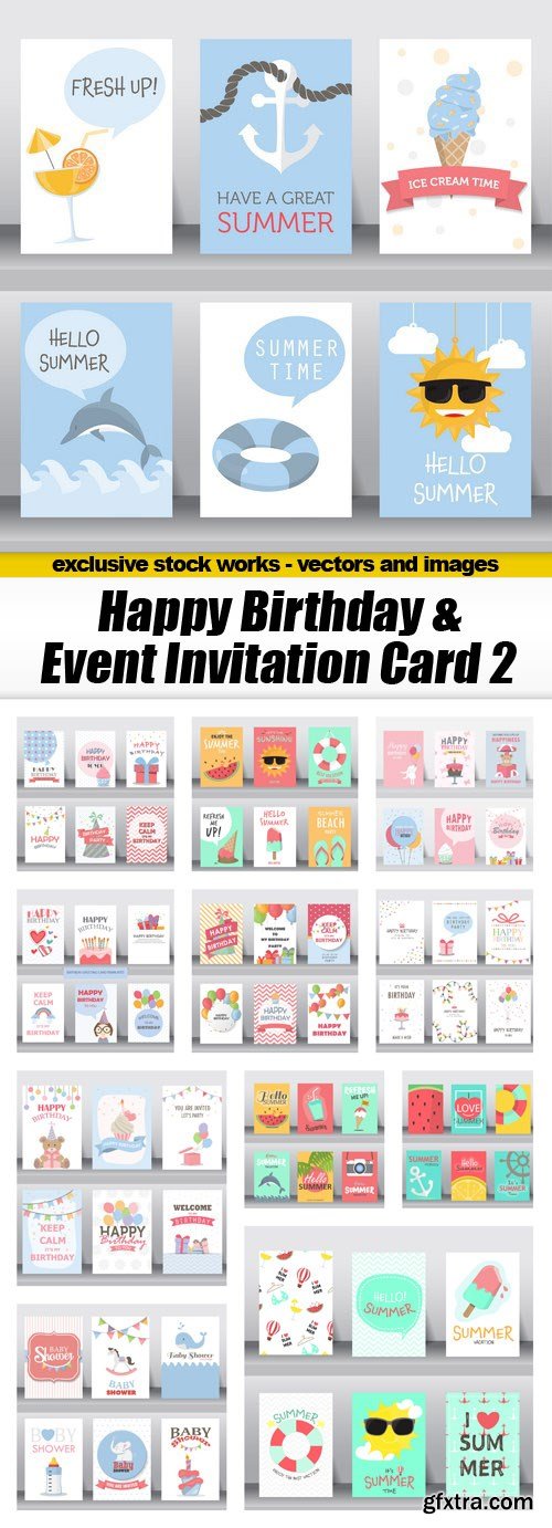 Happy Birthday & Event Invitation Card 2 - 12xEPS