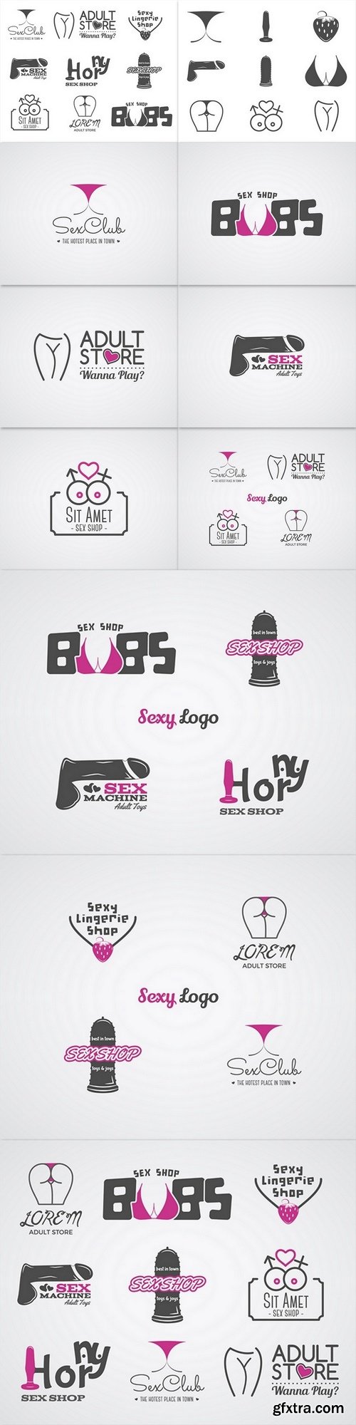 Cute Sex shop logo and badge design template