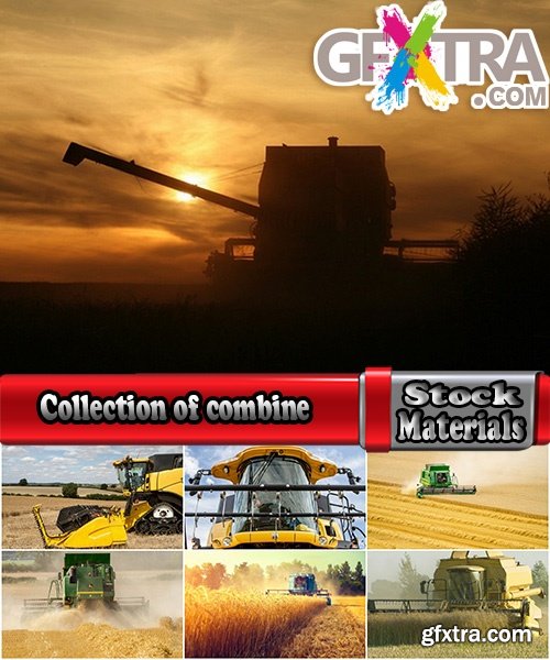 Collection of combine tractor harvesting field of agricultural crop harvester 25 HQ Jpeg