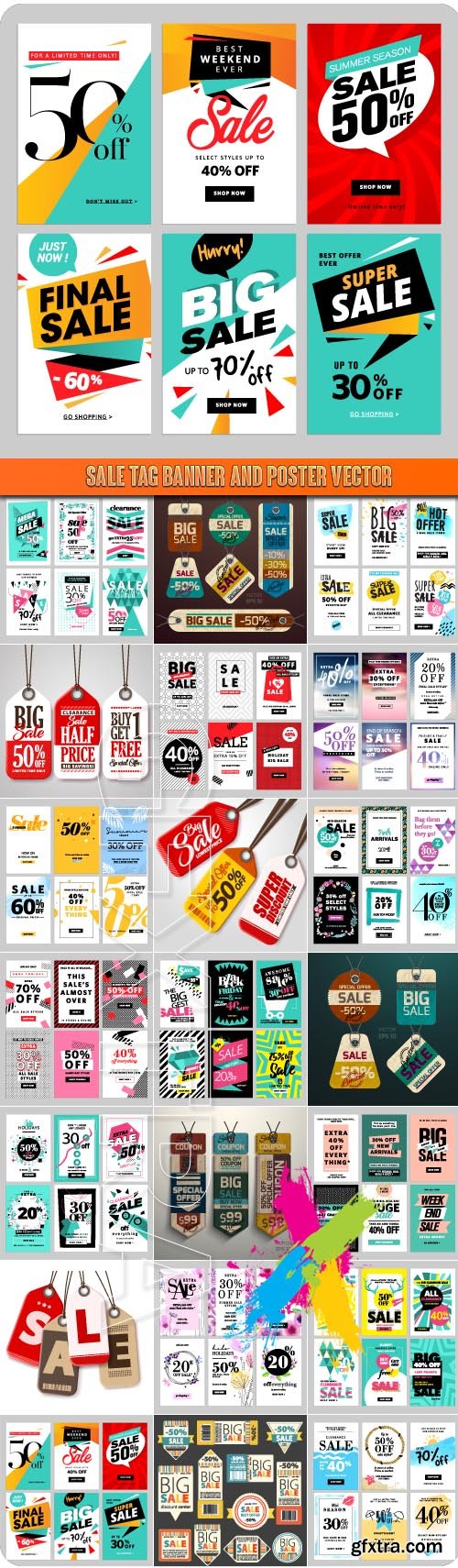 Sale tag banner and poster vector