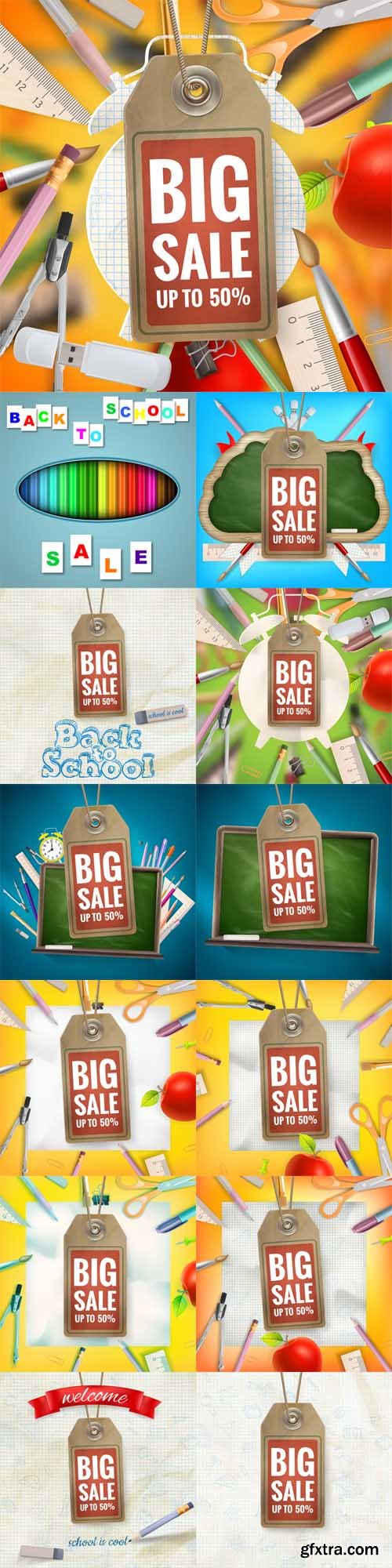 Vector Set - Back to School Sale Backgrounds